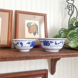Vintage Blue and White Floral Melamine Bowls